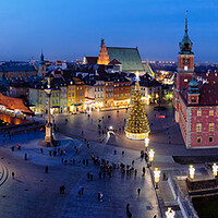 Buy canvas prints of Evening Panorama of Warsaw City in Poland by Artur Bogacki
