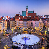 Buy canvas prints of Old Town Square With Ice Rink In Warsaw  by Artur Bogacki