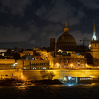 Buy canvas prints of Walled City of Valletta in Malta by Night by Artur Bogacki