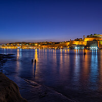 Buy canvas prints of Valletta Night City Skyline Sea View In Malta by Artur Bogacki