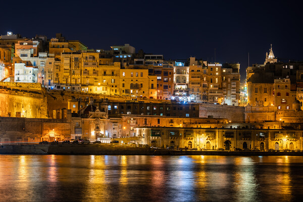 Valletta City By Night In Malta Picture Board by Artur Bogacki
