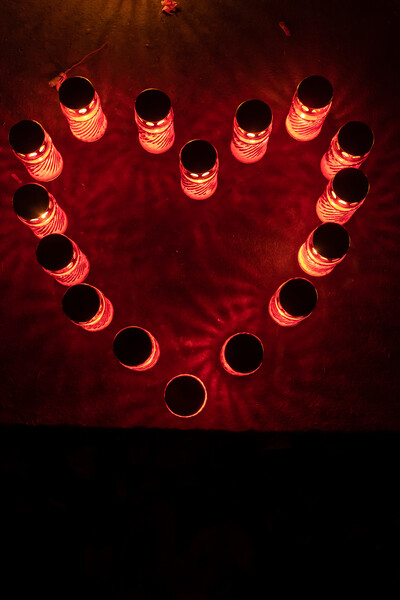 Heart Of Red Candle Lights At Night  Picture Board by Artur Bogacki