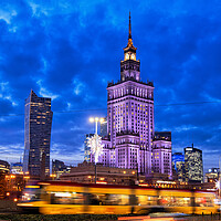 Buy canvas prints of Warsaw City Centre in Poland at Evening Twilight by Artur Bogacki