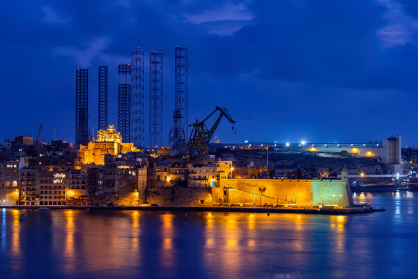City Skyline of Senglea in Malta at Night Picture Board by Artur Bogacki
