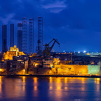 Buy canvas prints of City Skyline of Senglea in Malta at Night by Artur Bogacki