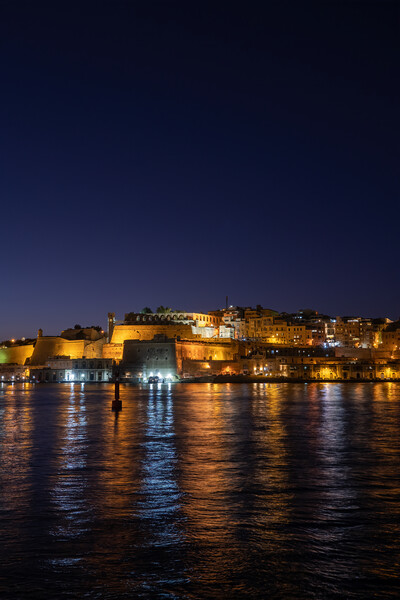 City Of Valletta Night Sea View In Malta Picture Board by Artur Bogacki