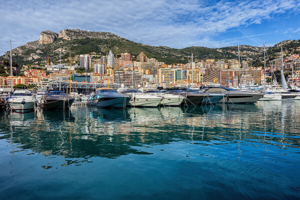 Monaco Principality Yacht Harbour And City Skyline Picture Board by Artur Bogacki