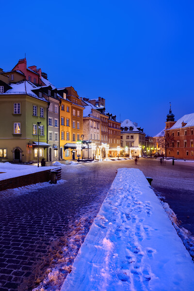 Winter Night In The Old Town Picture Board by Artur Bogacki