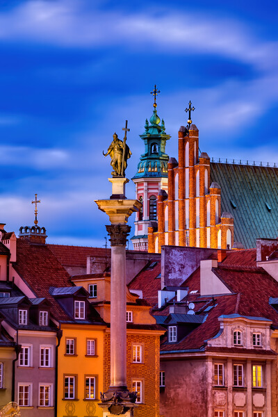Evening in Old Town of Warsaw City in Poland Picture Board by Artur Bogacki