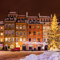 Buy canvas prints of Winter Night In City Of Warsaw During Christmas Holiday by Artur Bogacki