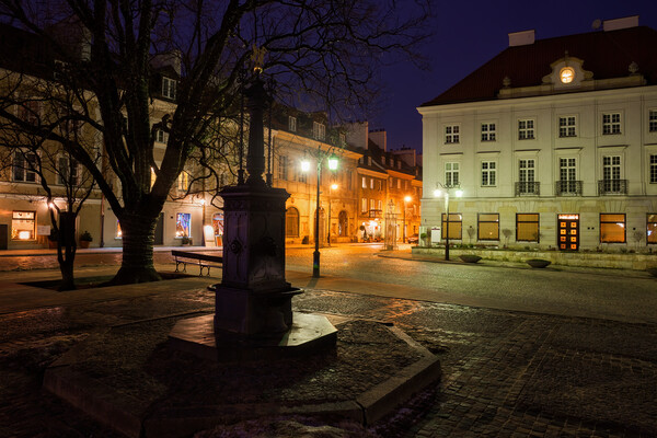 New Town Square In Warsaw City By Night Picture Board by Artur Bogacki