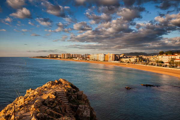Sea And Beach In Resort Town Of Blanes Picture Board by Artur Bogacki