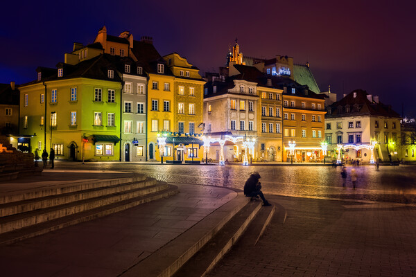 Night in Old Town of Warsaw City in Poland Picture Board by Artur Bogacki