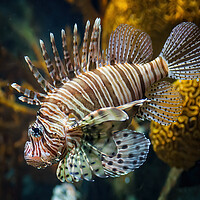 Buy canvas prints of Red Lionfish Venomous Coral Reef Fish by Artur Bogacki