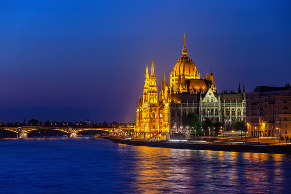 River View Of Budapest City By Night Picture Board by Artur Bogacki