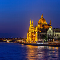 Buy canvas prints of River View Of Budapest City By Night by Artur Bogacki