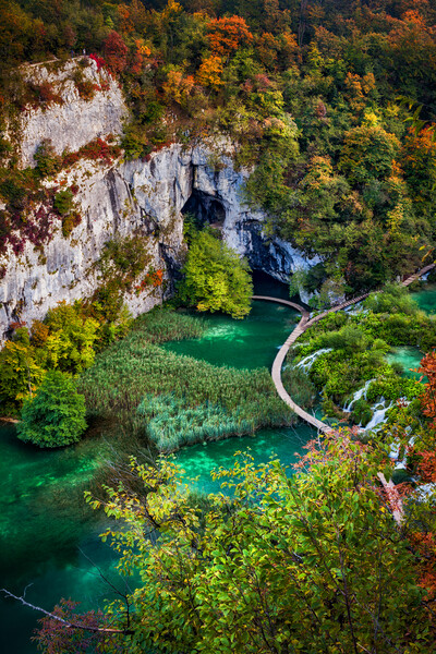 Plitvice Lakes National Park Autumn Landscape in Croatia Picture Board by Artur Bogacki