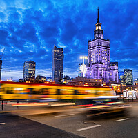 Buy canvas prints of Warsaw City Downtown Skyline At Dusk by Artur Bogacki