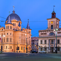 Buy canvas prints of City of Lodz in Poland at Dusk by Artur Bogacki