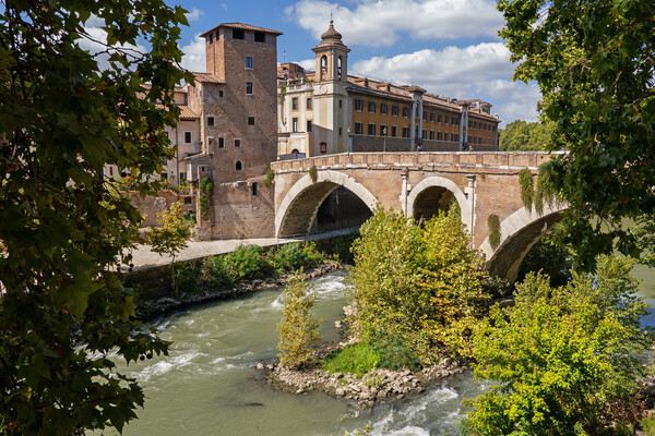 Pons Fabricius and Tiber Island in Rome Picture Board by Artur Bogacki