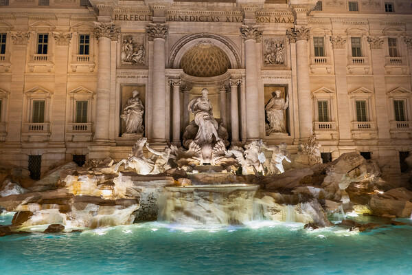 Trevi Fountain By Night In Rome Picture Board by Artur Bogacki