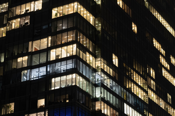 Office Building Windows At Night Corporate Background Picture Board by Artur Bogacki