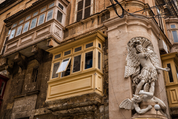 St Michael Archangel And Maltese Balconies Picture Board by Artur Bogacki