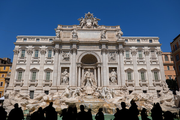 Trevi Fountain and People Silhouette in Rome Picture Board by Artur Bogacki
