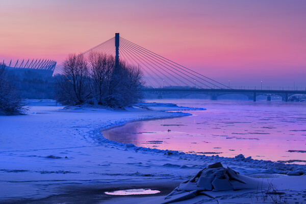 Vistula River In Warsaw At Winter Dawn Picture Board by Artur Bogacki