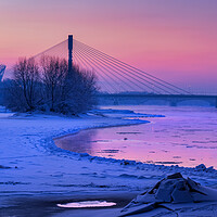 Buy canvas prints of Vistula River In Warsaw At Winter Dawn by Artur Bogacki