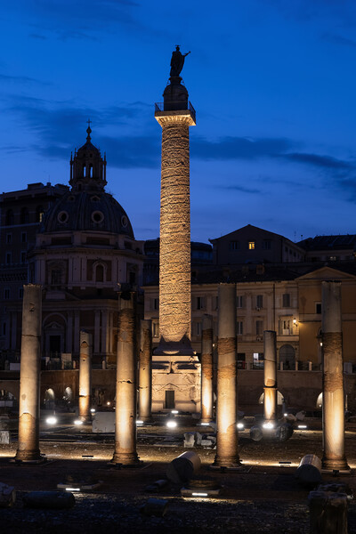 Trajan Column In Rome By Night Picture Board by Artur Bogacki