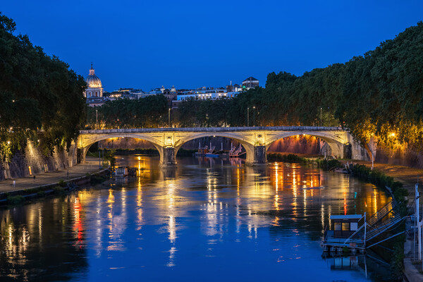 Tiber River In Rome At Night Picture Board by Artur Bogacki