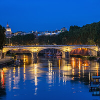 Buy canvas prints of Tiber River In Rome At Night by Artur Bogacki