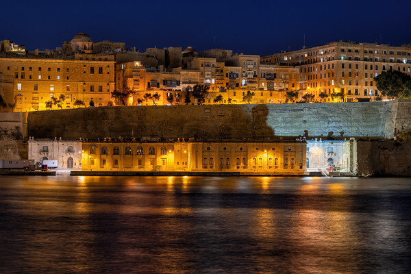 Night Skyline Of Valletta City In Malta Picture Board by Artur Bogacki