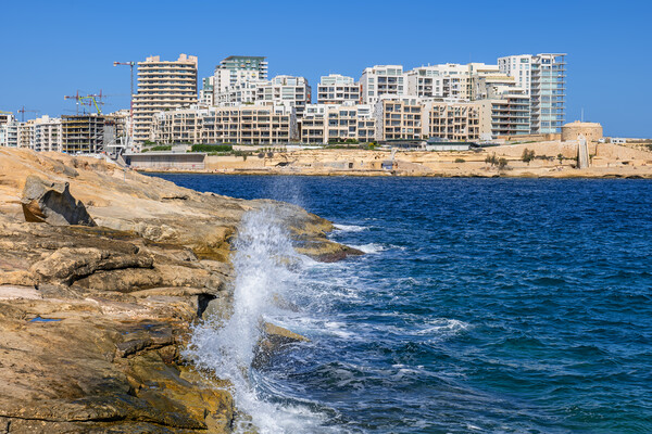 Sliema Town Skyline And Sea Shore In Malta Picture Board by Artur Bogacki