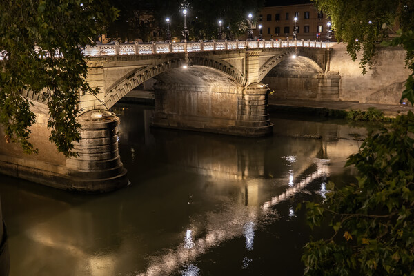 Ponte Giuseppe Mazzini At Night In Rome Picture Board by Artur Bogacki