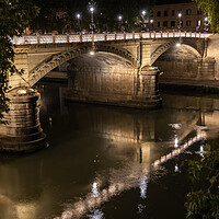 Buy canvas prints of Ponte Giuseppe Mazzini At Night In Rome by Artur Bogacki