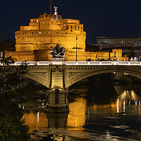 Buy canvas prints of Castle and Bridge in Rome at Night by Artur Bogacki