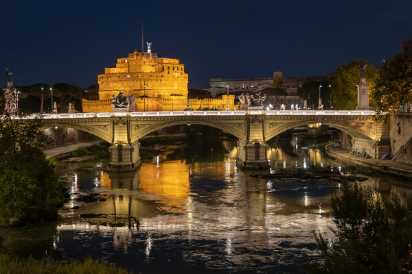 Night at Tiber River in City of Rome Picture Board by Artur Bogacki