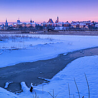 Buy canvas prints of Warsaw Skyline In Winter At Dawn by Artur Bogacki