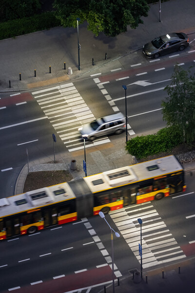 Zebra Street Crossing At Night Aerial View Picture Board by Artur Bogacki