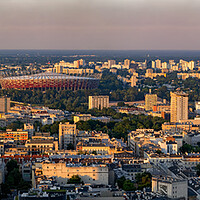 Buy canvas prints of Warsaw City Panorama At Sunset In Poland by Artur Bogacki