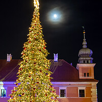 Buy canvas prints of Christmas Tree, Castle And The Moon by Artur Bogacki