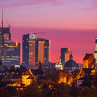 Buy canvas prints of Twilight City Skyline Of Warsaw Downtown by Artur Bogacki