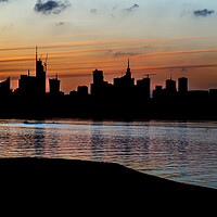 Buy canvas prints of City Of Warsaw Twilight Silhouette by Artur Bogacki
