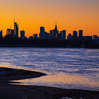 Buy canvas prints of Sunset Skyline River View Of Warsaw In Poland by Artur Bogacki