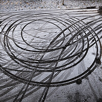 Buy canvas prints of Car Drift Skid Marks In Winter  by Artur Bogacki