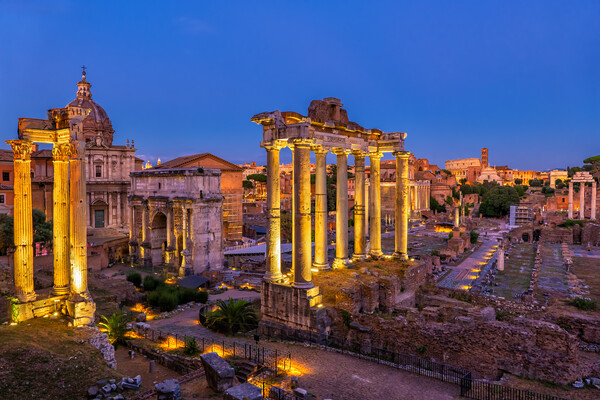 Nightfall At The Roman Forum In Rome Picture Board by Artur Bogacki