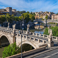 Buy canvas prints of Rome Cityscape With Ponte St Angelo by Artur Bogacki