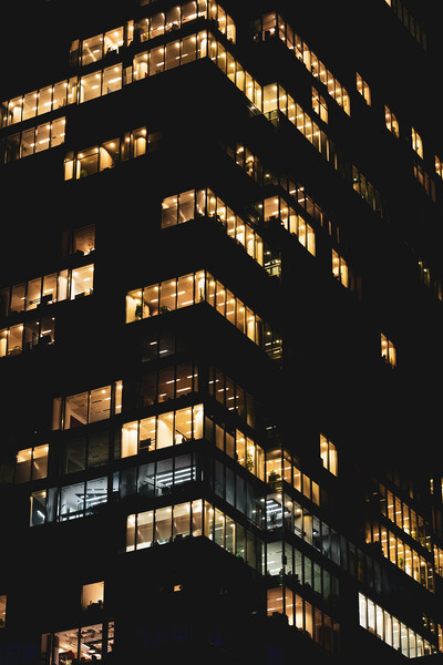 Office Building Corporate Skyscraper At Night Picture Board by Artur Bogacki
